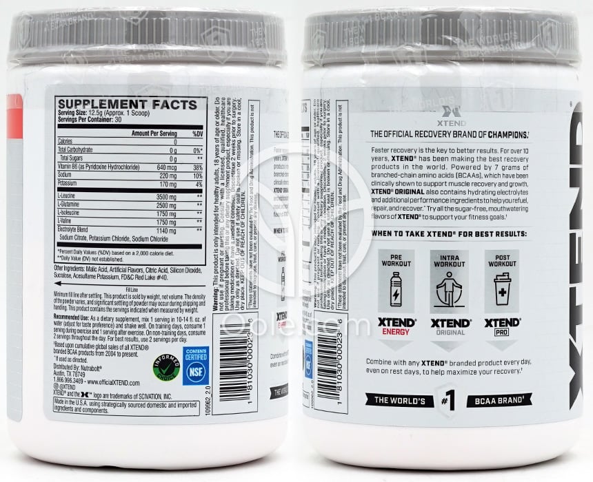 エクステンド_オリジナルBCAA ウォーターメロンエクスプロージョン 30食分、375g — 후면
