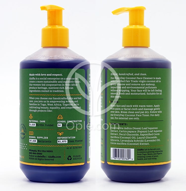 알라피아_에브리데이 코코넛 페이스 클렌저 퓨어리 코코넛, 354ml — 후면