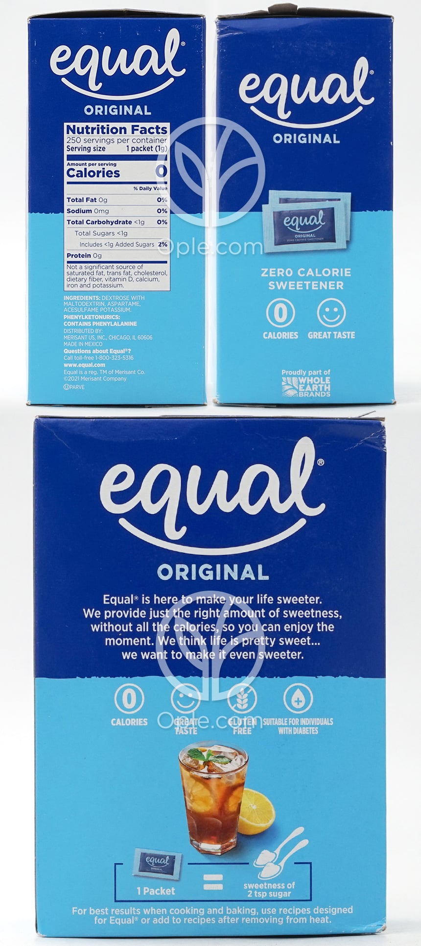Equal オリジナル ゼロカロリー甘味料、250 パケット — 후면
