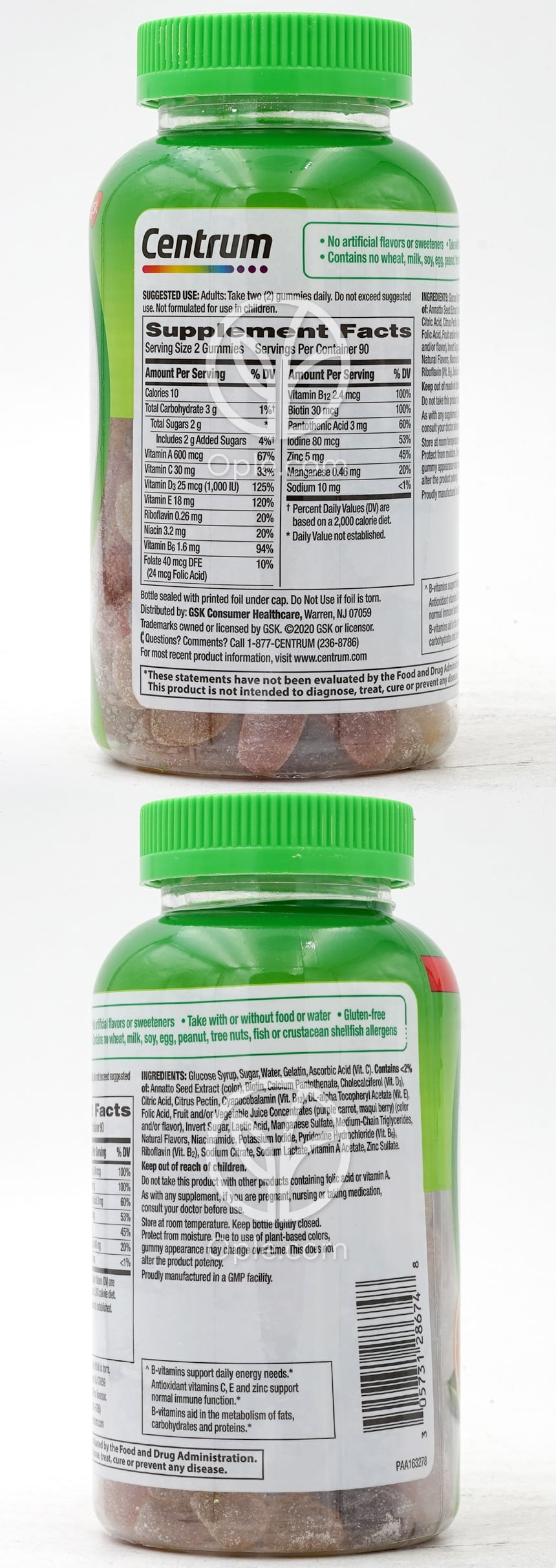 Centrum_Centrum Adult MultiGummies Assorted Natural Fruit Flavor, 180 Gummies — 후면
