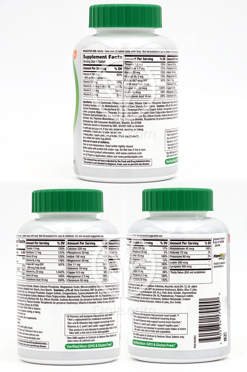 Centrum_Centrum Silver Adult 50+, 220錠 — 후면