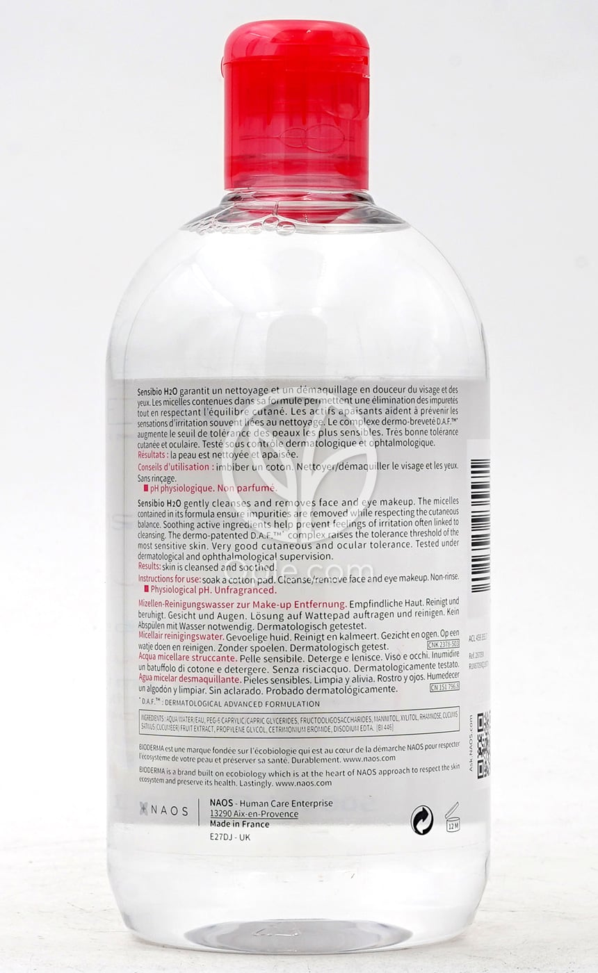 ビオデルマ_サンシビオ エイチツーオー D（H2O D）クレンジングウォーター、500ml — 후면