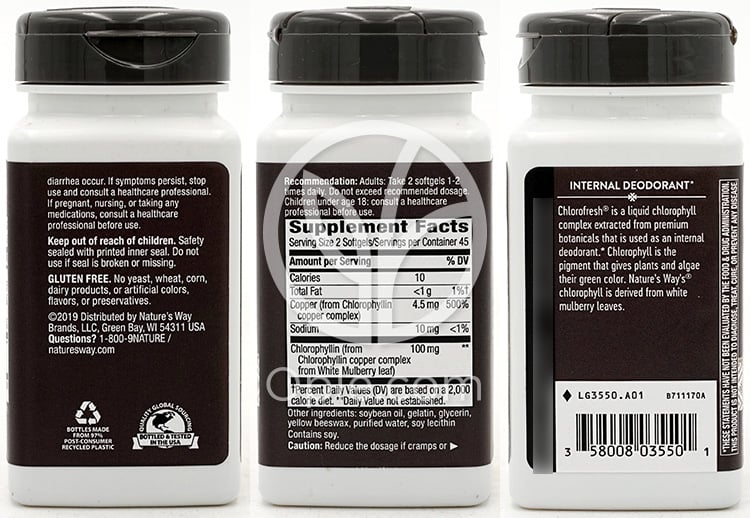 ネイチャーズウェイ_クロラフレッシュ 100mg、90ソフトジェル — 후면