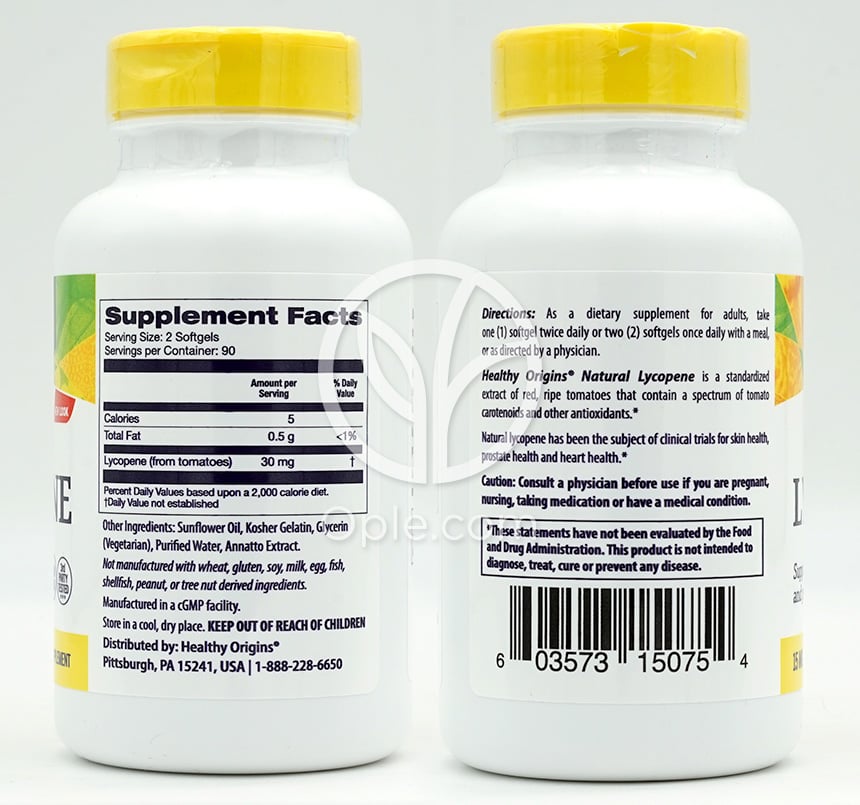 ヘルシーオリジンズ_ナチュラルライコペン 15mg、180ソフトジェル — 후면