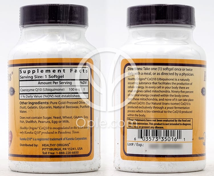 헬시오리진스_코엔자임Q10 100mg, 60 소프트젤 — 후면