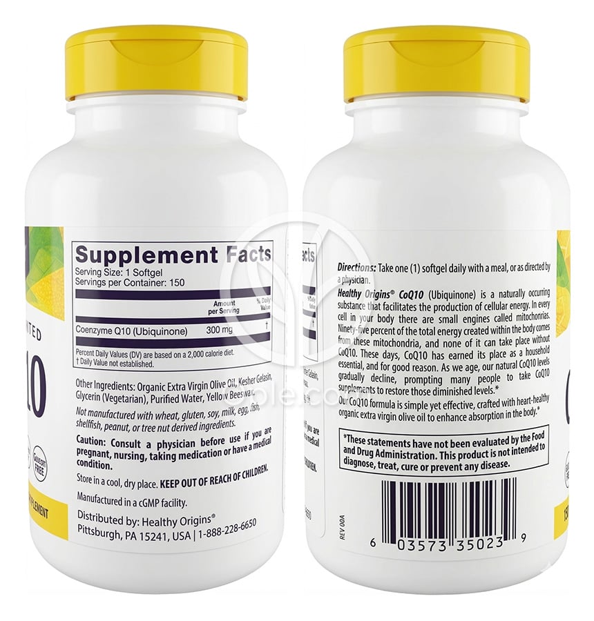 헬시오리진스_코엔자임Q10 300mg, 150 소프트젤 — 후면