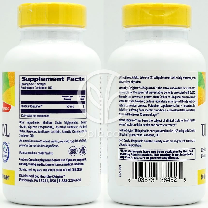 ヘルシーオリジンズ_ナチュラル ユビキノール 50mg、150ソフトジェル — 후면