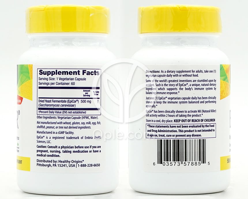 헬시오리진스_에피코르 500mg, 60 베지캡슐 — 후면