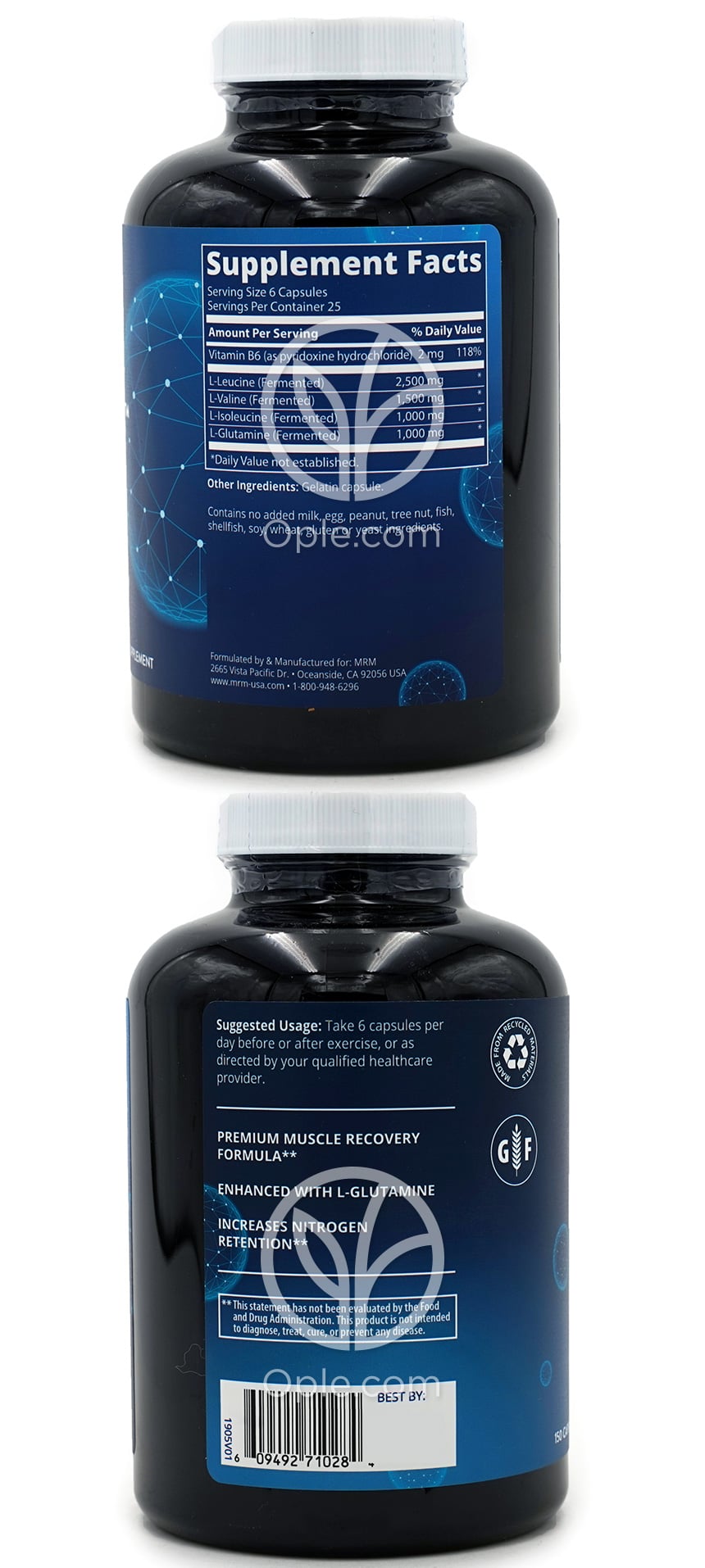 MRM BCAA +g 6000、150カプセル — 후면
