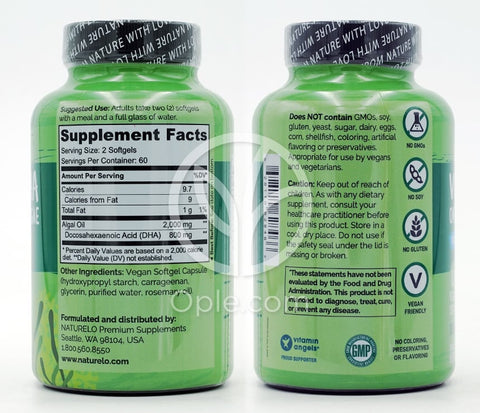 내추렐로_비건 DHA 오메가-3 프롬 알지 800mg, 120 베지소프트젤