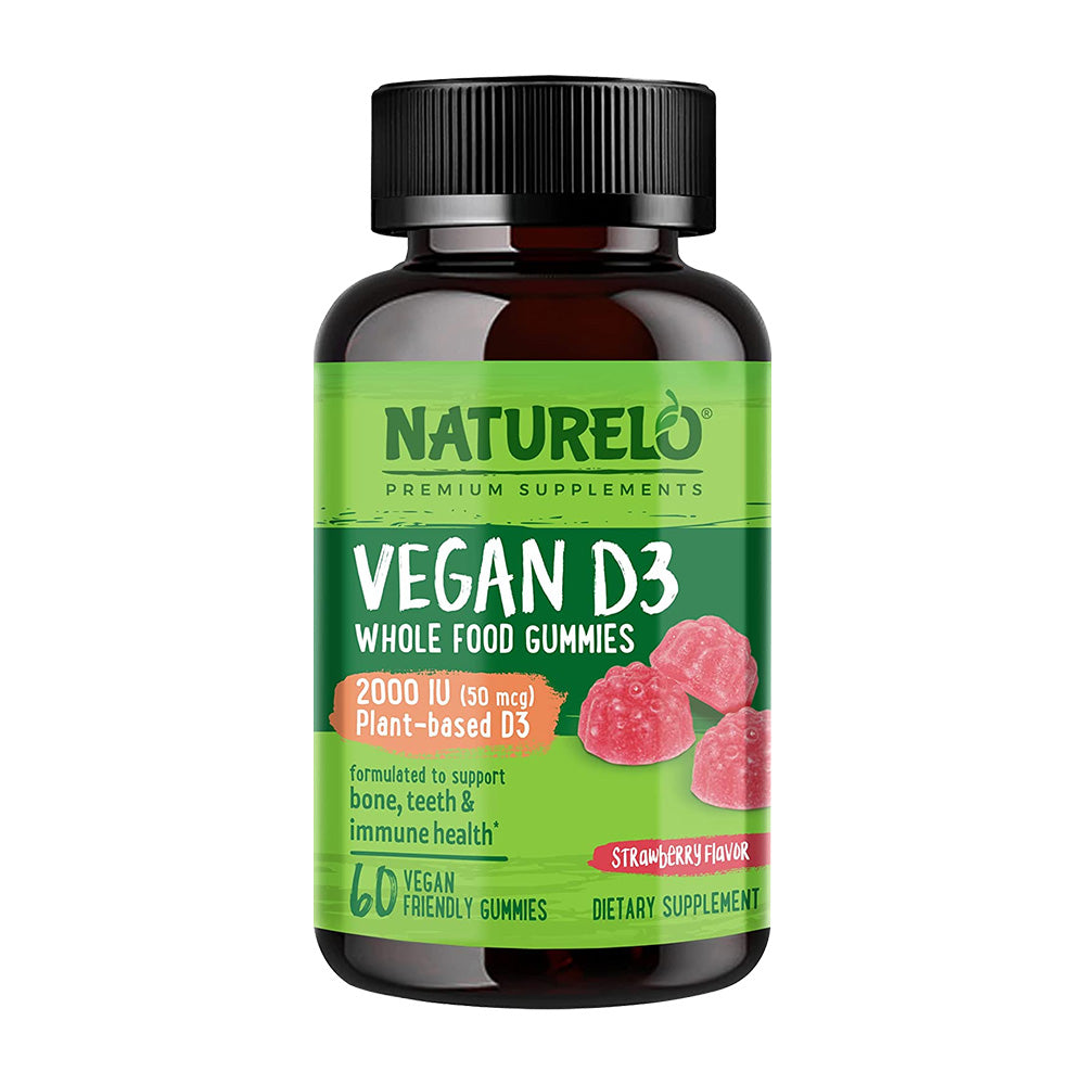 Naturelo_ビーガン D3 ホールフードグミ ストロベリー味、60粒