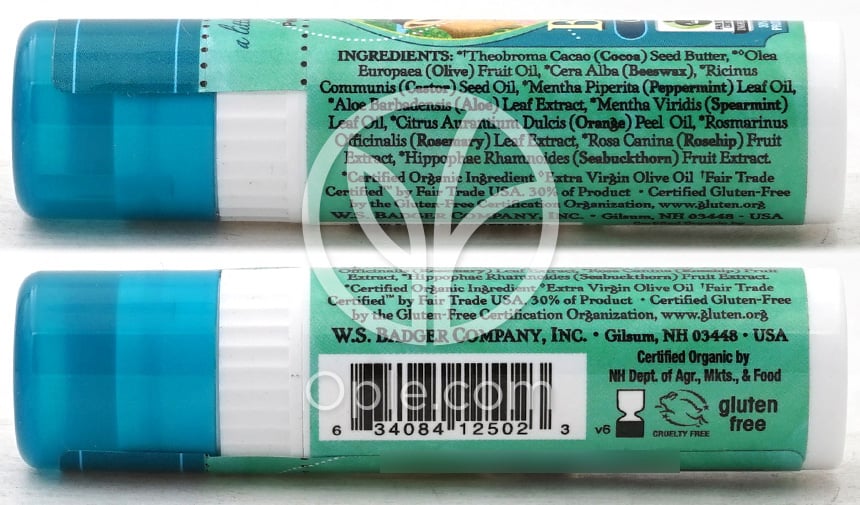 Cocoa Butter Lip Balm, Cool Mint  0.25 oz — 후면