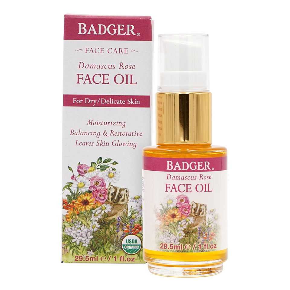 バジャー_ダマスクローズフェイシャルオイル（乾燥肌・敏感肌用）、29.5ml