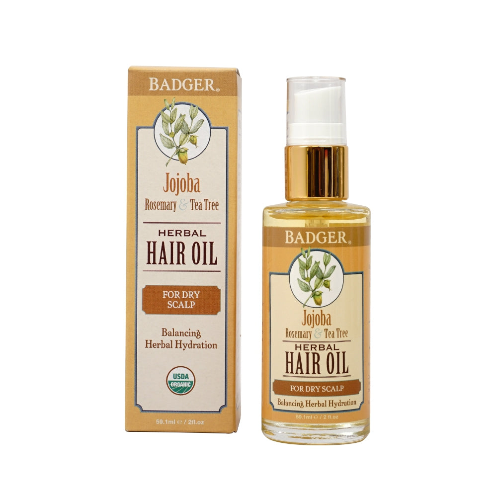 ホホバハーバルヘアオイル（乾燥性頭皮用）、ローズマリー＆ティーツリー 60mL