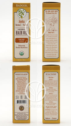 Jojoba Herbal Hair Oil for Dry Scalp, Rosemary & Tea Tree  2 fl oz