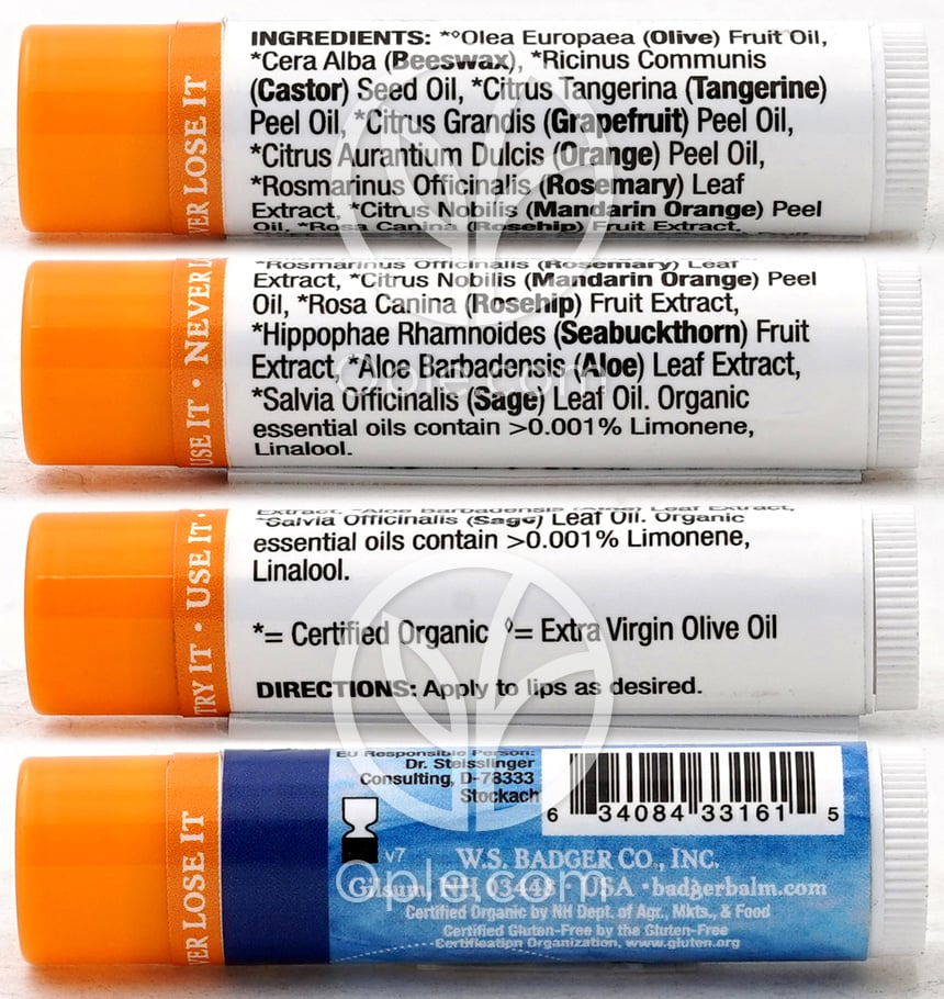 Organic Lip Balm, Tangerine Breeze  0.15 oz — 후면