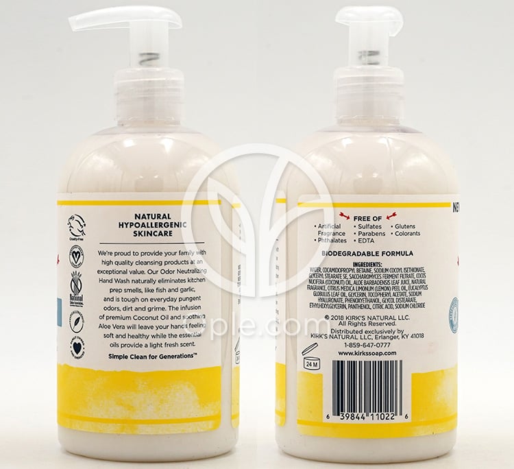 커크스_냄새 중화 핸드 워시, 레몬&유칼립투스 355ml — 후면