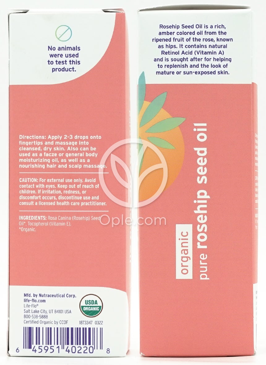 Pure Rosehip Seed Oil,  4 fl oz — 후면