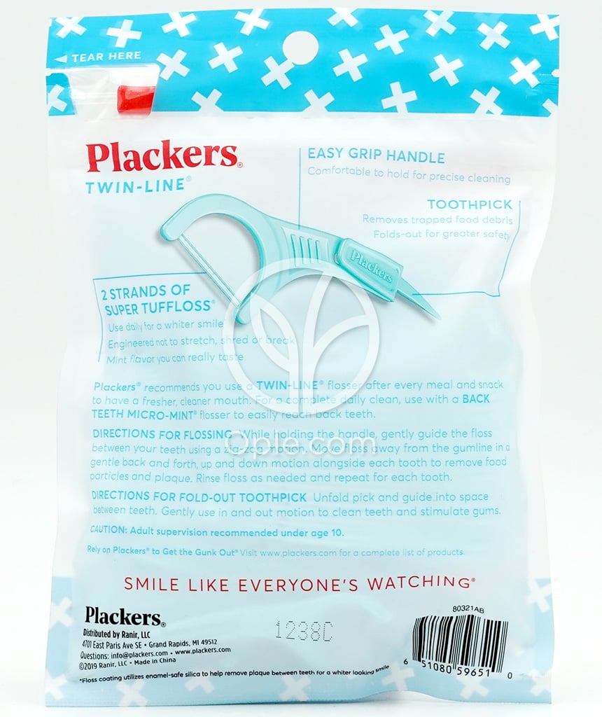 플랙커스_트윈 라인 덴탈 플로스 치실 쿨 민트, 75개입 — 후면