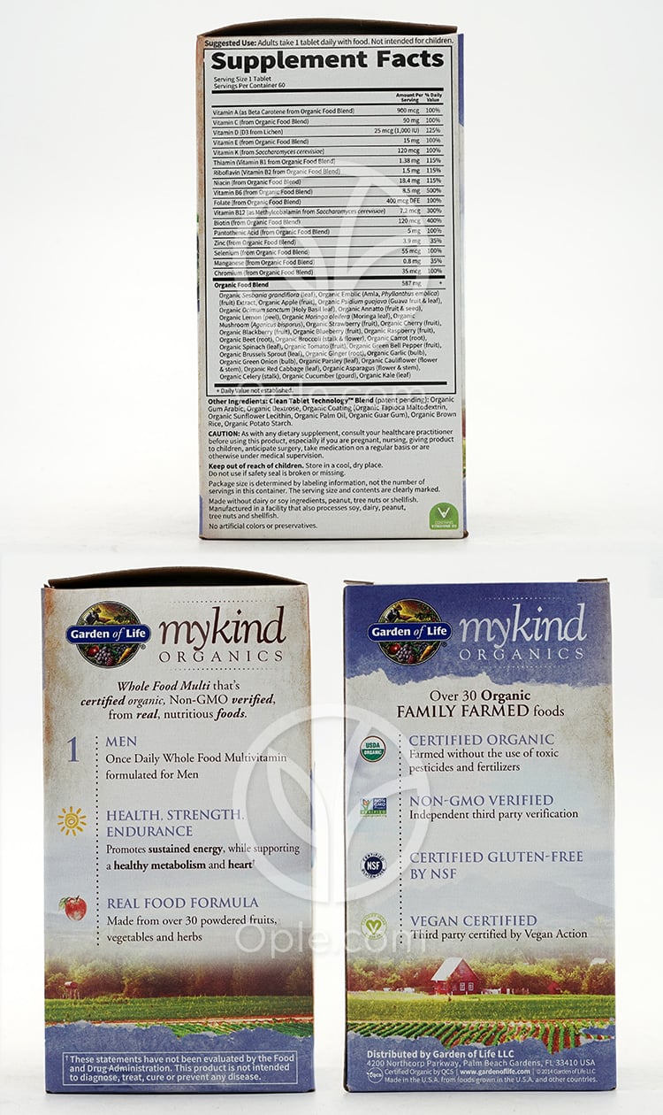 Mykind, Mens Once Daily, Whole Food マルチビタミン, ビーガンタブレット60粒 — 후면