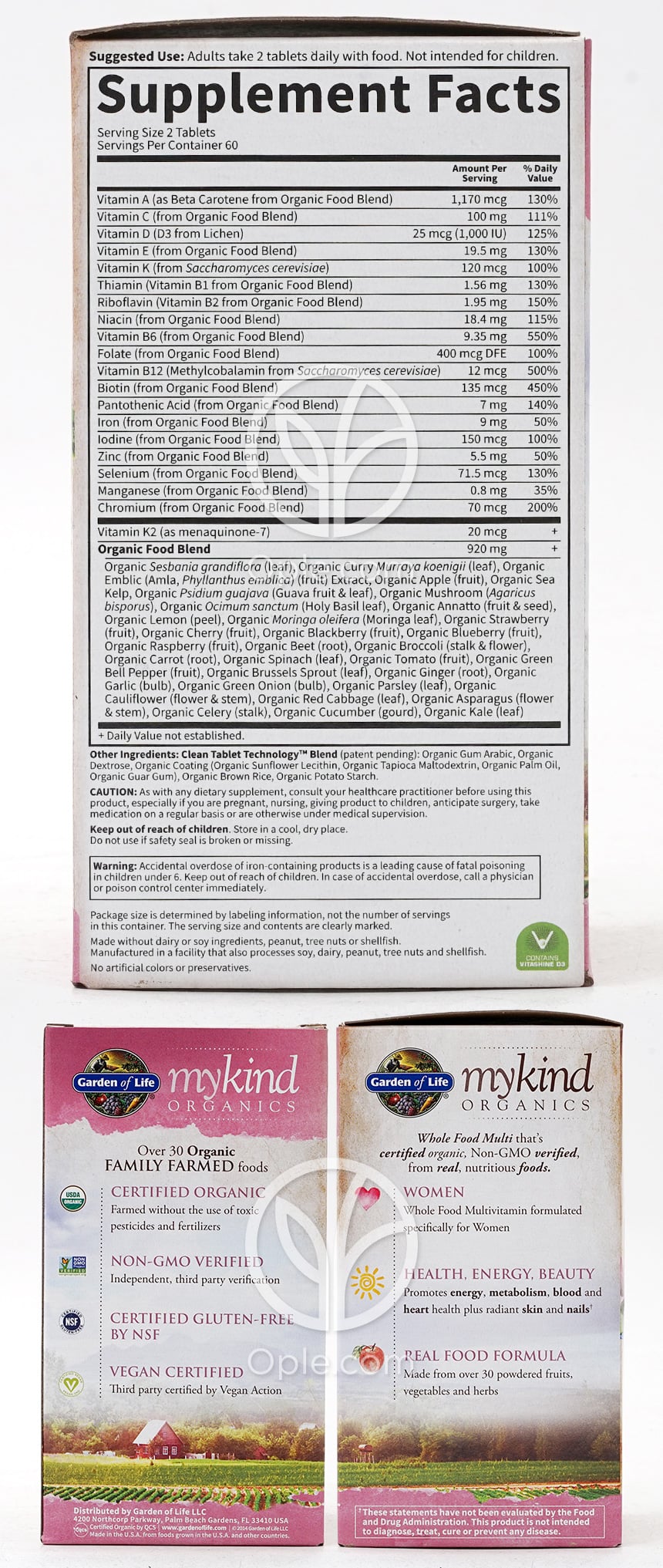 Mykind Organics ウィメンズマルチ、ビーガンタブレット120粒 — 후면