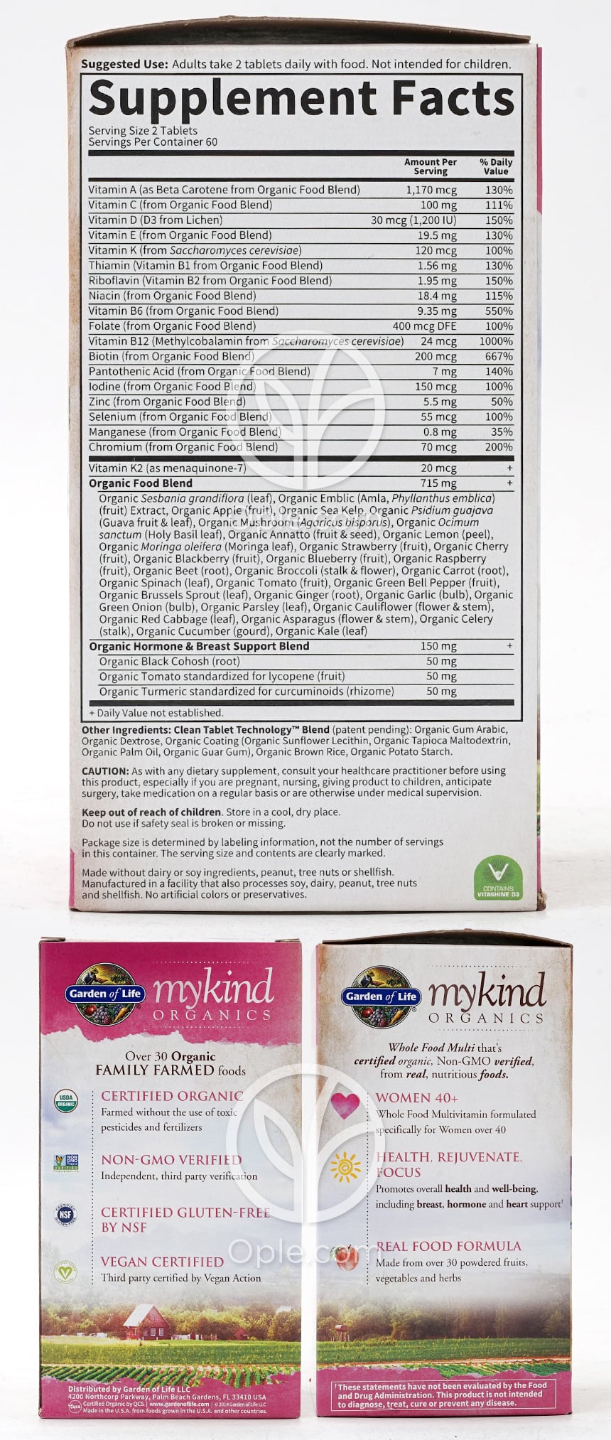 Mykind Organics ウーマンズマルチ 40+、ビーガンタブレット120粒 — 후면