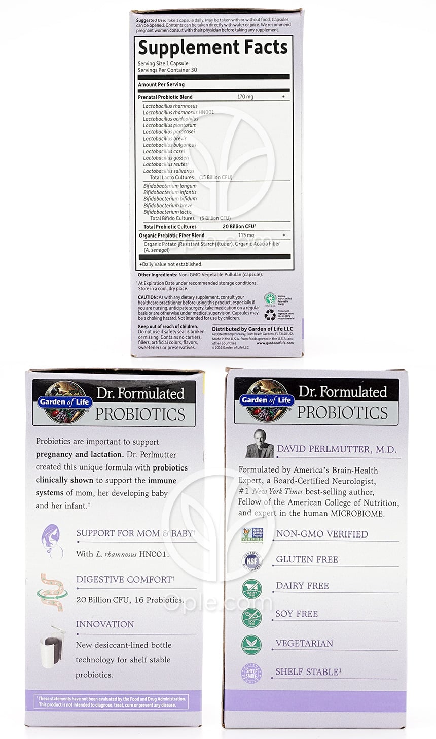 Dr. Formulated Probiotics, Once Daily Prenatal, 20 Billion (No Refrigeration Required)  30 Vegetarian Capsules — 후면