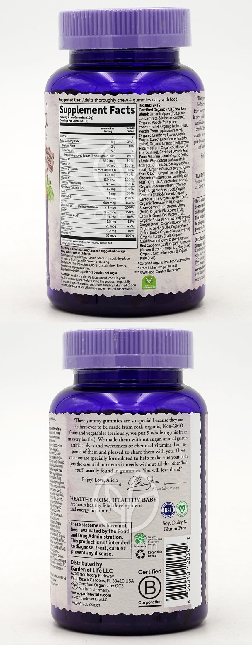 Garden of Life_Mykind Organics プレネイタルマルチグミ オーガニックベリー、120グミ — 후면