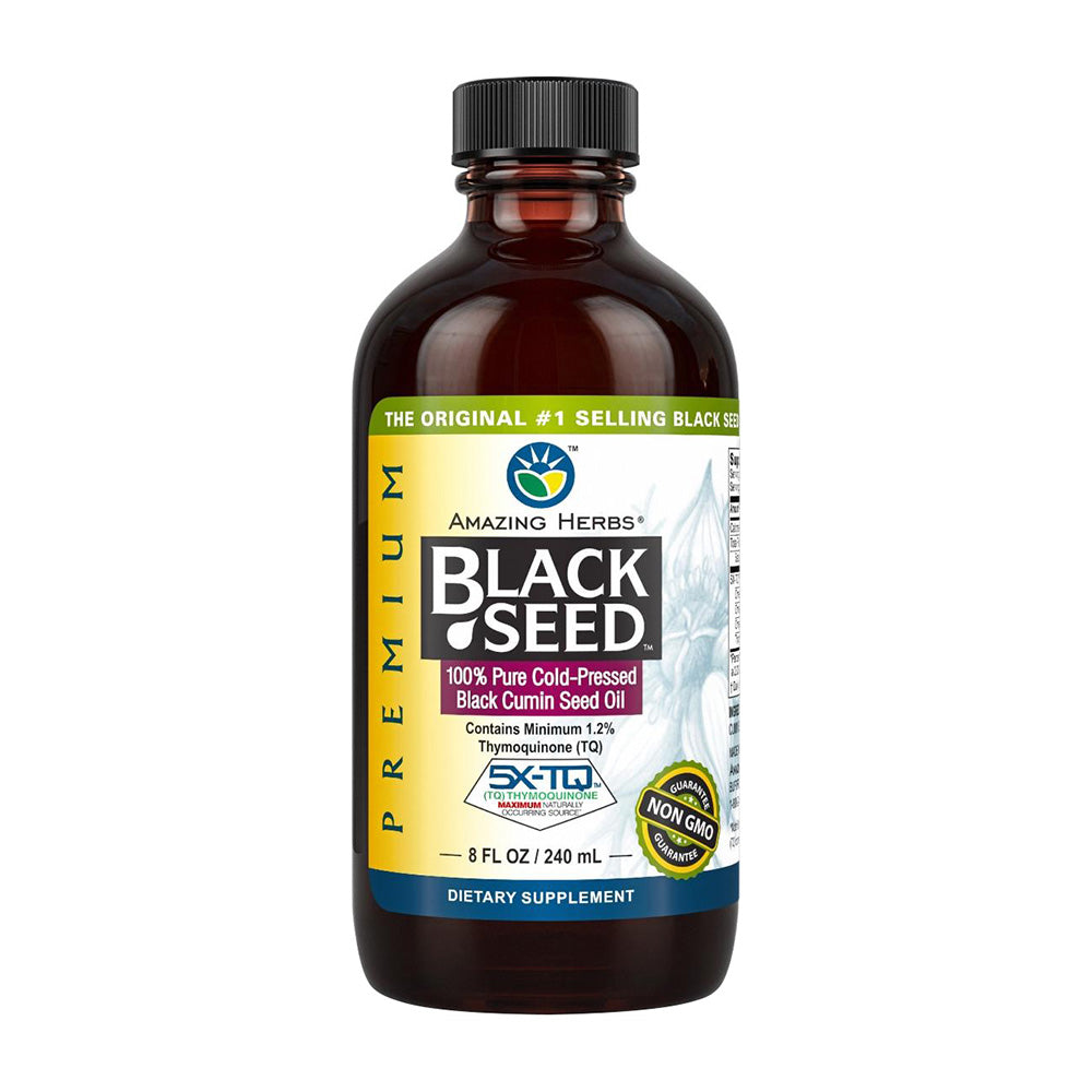 アメイジングハーブ_プレミアムブラックシード100%ピュアコールドプレスブラッククミンシードオイル, 240ml