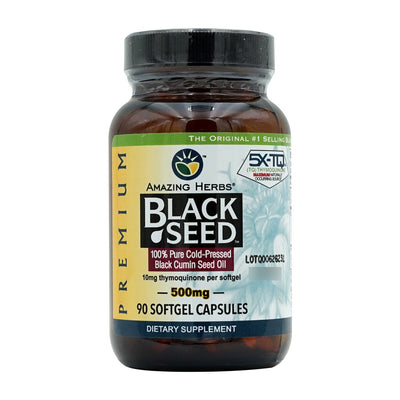 어메이징허브_프리미엄 블랙 씨드 100% 퓨어 콜드 프레스 블랙 커민 씨드 오일 500mg, 90 소프트젤캡슐