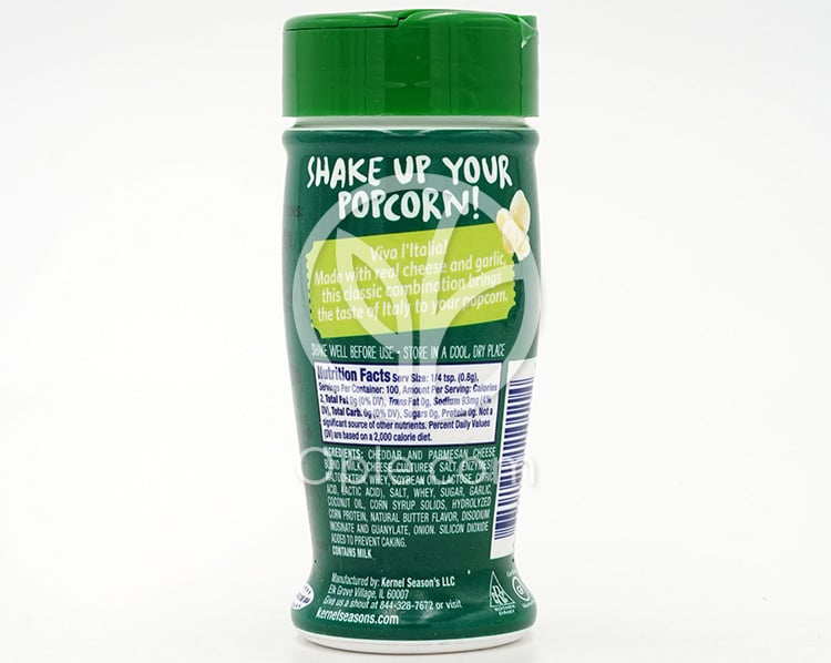 Popcorn Seasoning, Garlic Parmesan  2.85 oz — 후면
