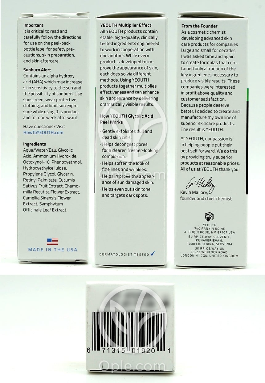 レチノール、グリーンティー配合 グライコリックアシッド 30% ピーリング 30ml — 후면
