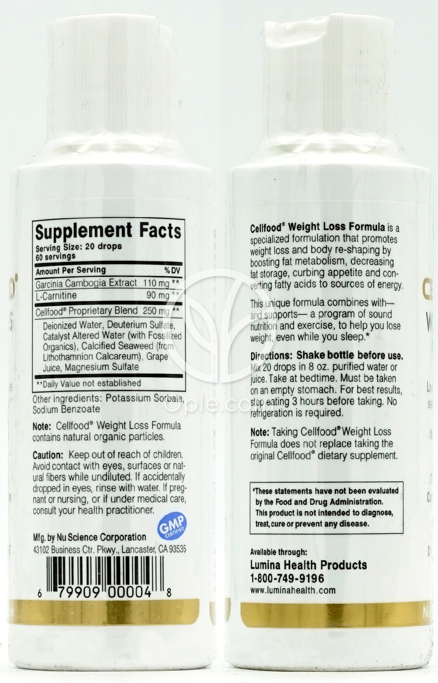 누사이언스코퍼레이션_셀푸드 웨이트 로스 포뮬러, 118ml — 후면