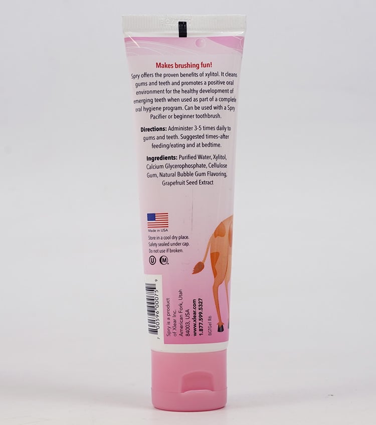 자일러_자일러 키즈 치약 스프라이 투스 젤 위드 자일리톨 버블 껌, 60ml — 후면