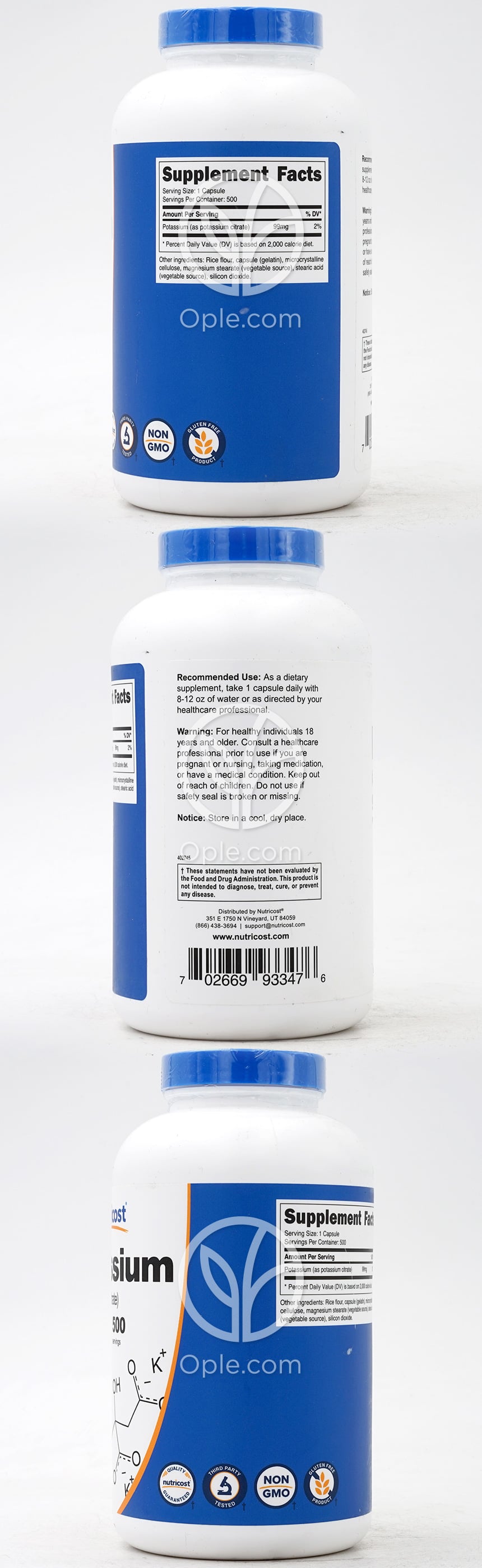 뉴트리코스트_포타슘 (포타슘 시트레이트) 99mg, 500캡슐 — 후면