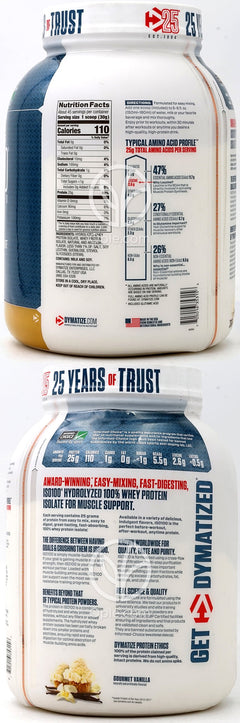다이마타이즈_Iso-100 프로틴 파우더, 100% 웨이 프로틴 아이솔레이트, 고메 바닐라, 45 서빙, 1.4kg