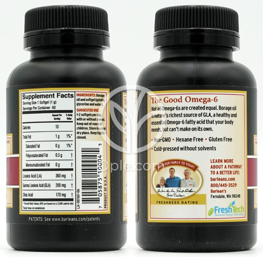 발린스_보라지 오일 1000mg, 60 소프트젤 — 후면