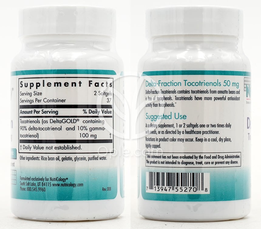 뉴트리콜로지_델타-프렉션 토코트리에놀 50mg, 75 소프트젤 — 후면