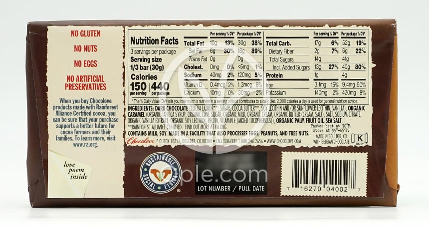 チョコラブ_フィールデッドソルテッドキャラメルダークチョコレート、90g — 후면
