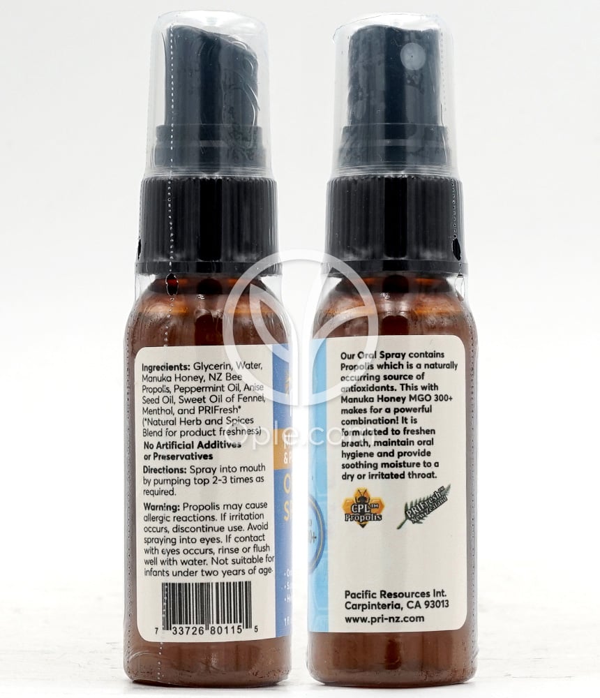 퍼시픽리소스인터내셔널_마누카&프로폴리스 오랄 스프레이mgO 300+, 30ml — 후면