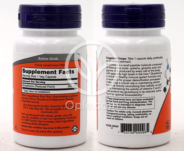 ナウフーズ_グルタチオン 250mg、ベジカプセル60粒 — 후면