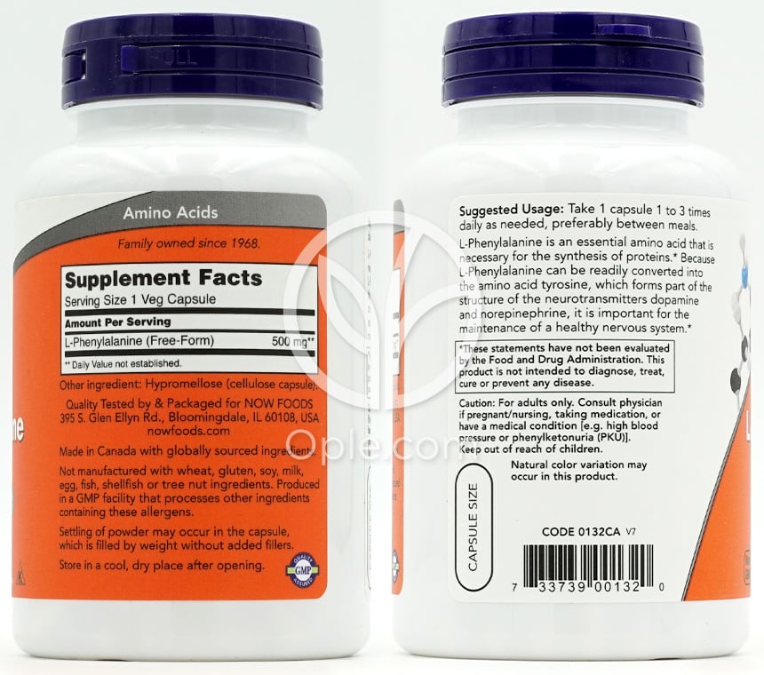 ナウフーズ_L-フェニルアラニン 500mg、120ベジカプセル — 후면