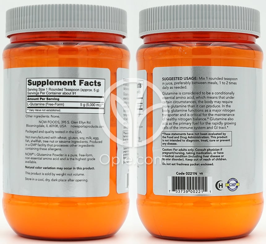 나우푸드_Sports L-Glutamine Powder,  1 lb — 후면