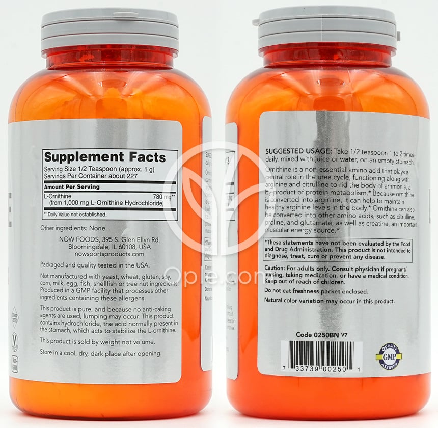 나우푸드_Sports L-Ornithine Powder,  8 oz — 후면