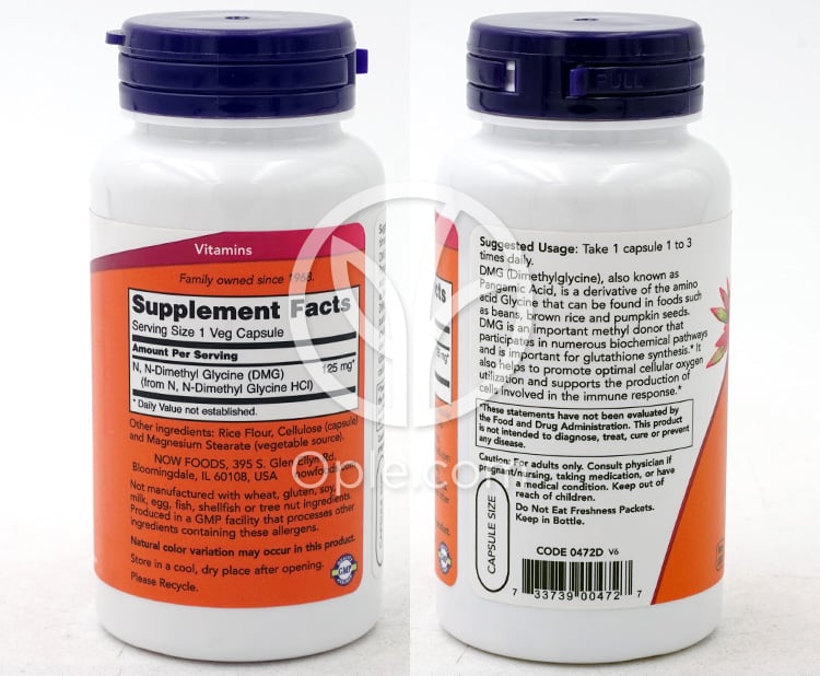 나우푸드_DMG 125 mg 100 Veg Capsules — 후면