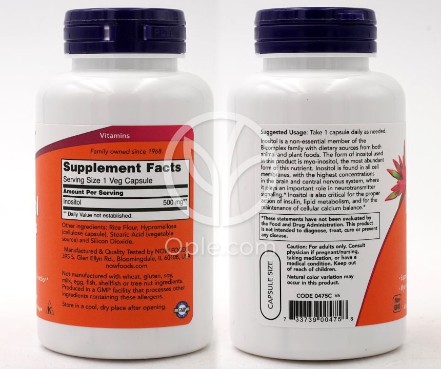 ナウフーズ_イノシトールカプセル 500mg、100植物性カプセル — 후면