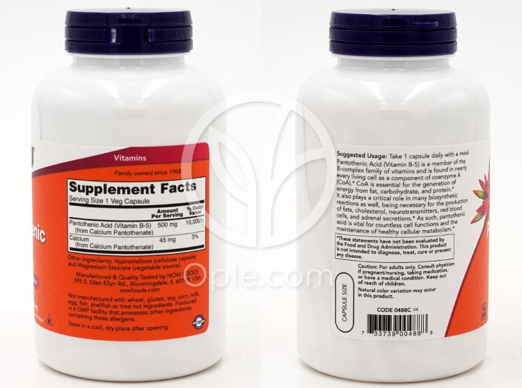 ナウフーズ_パントテン酸 500mg 250ベジカプセル — 후면