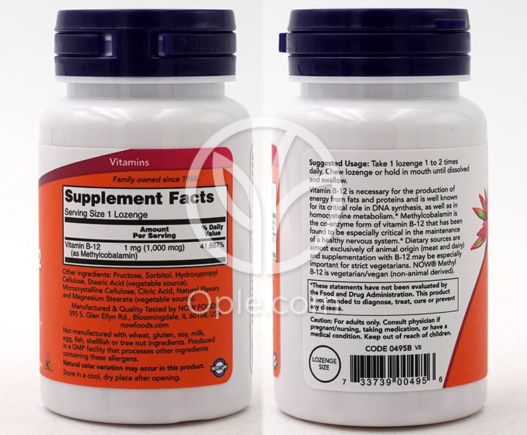 Now Foods_メチルB-12 1,000mcg 100トローチ — 후면
