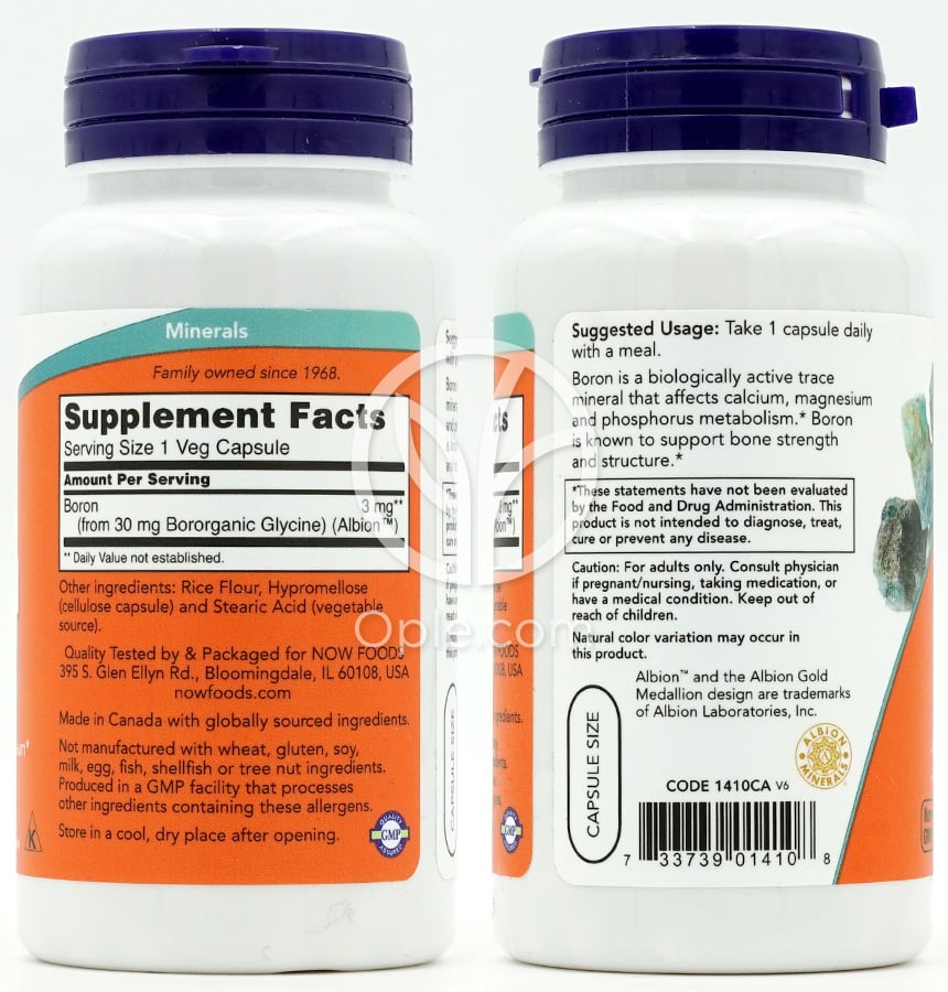 나우푸드_Boron 3 mg, 100 Veg Capsules — 후면