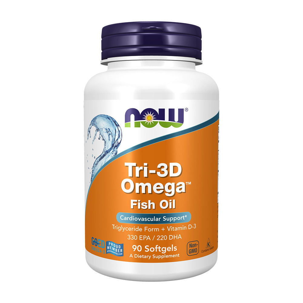 NOW Foods_Tri-3D オメガフィッシュオイル トリグリセリド型 + ビタミンD-3、90ソフトジェル